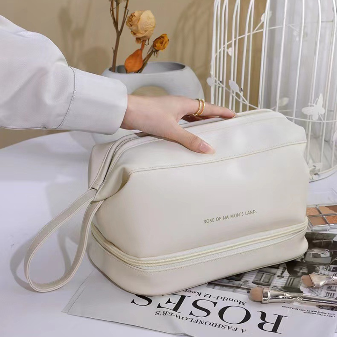 Homero Fashion Double Layer Cosmetic Storage Bag Portable Handheld Design