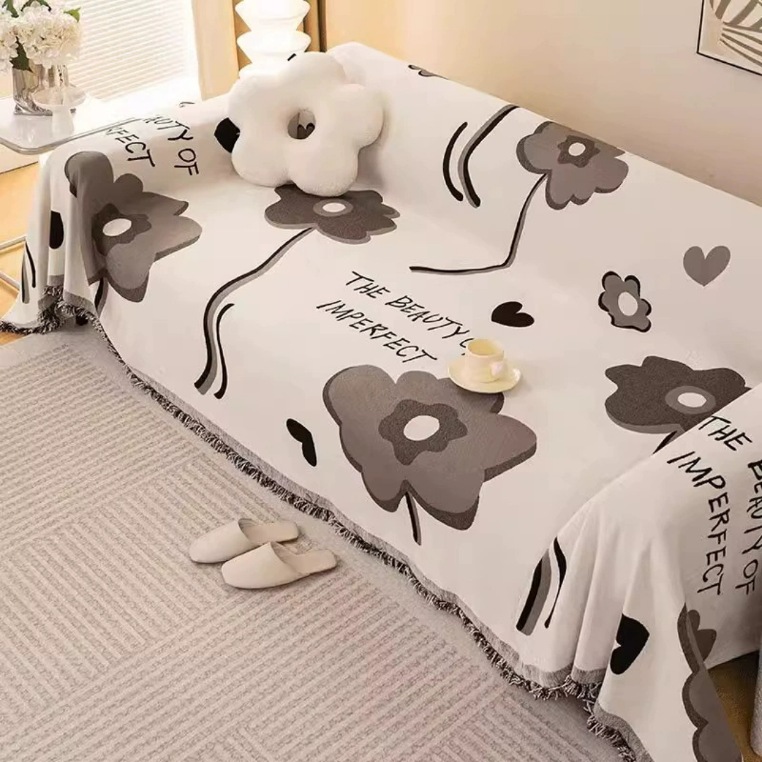 Premium Soft Chenille Fabric Flower Pattern Sofa Cover