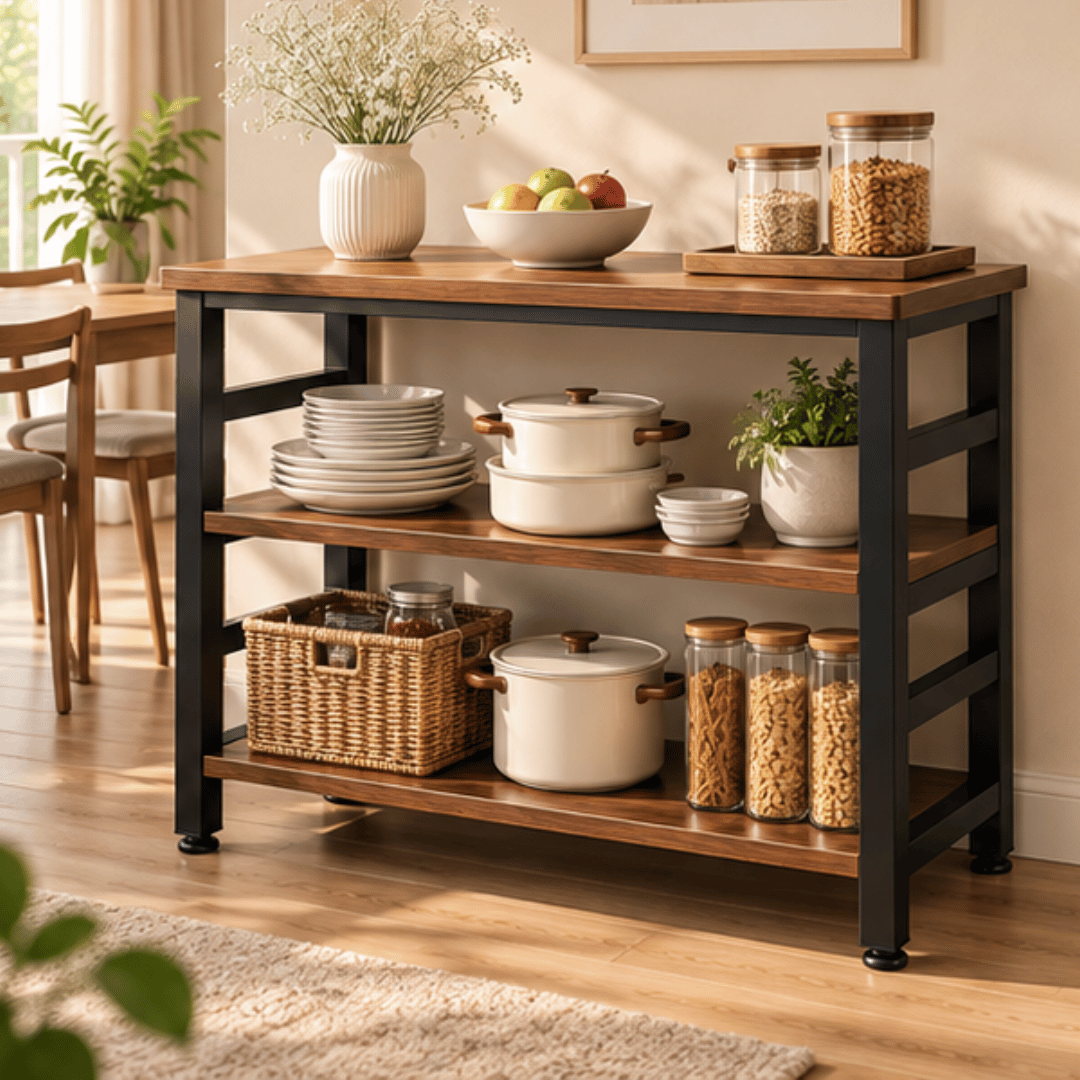 3 Tier Multi-Utility Wooden Kitchen Storage Organizer