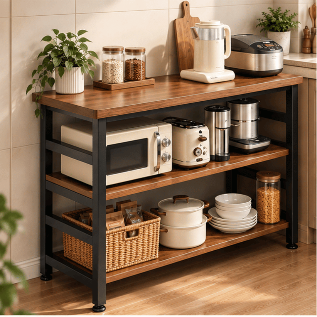 3 Tier Multi-Utility Wooden Kitchen Storage Organizer