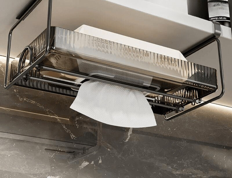 Punch-Free Cabinet Mounted Tissue Box for Kitchen & Bathroom