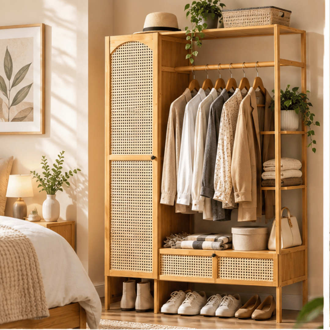 Multi-Functional Freestanding Bamboo Wardrobe Organizer