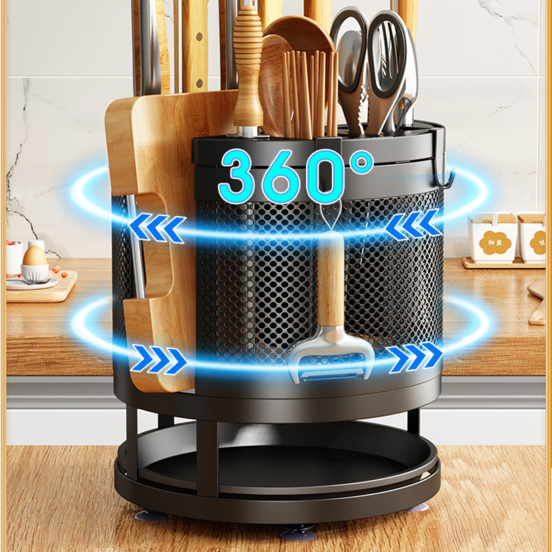 360 Degree Rotating Multifunctional Kitchen Utensil Storage Organizer