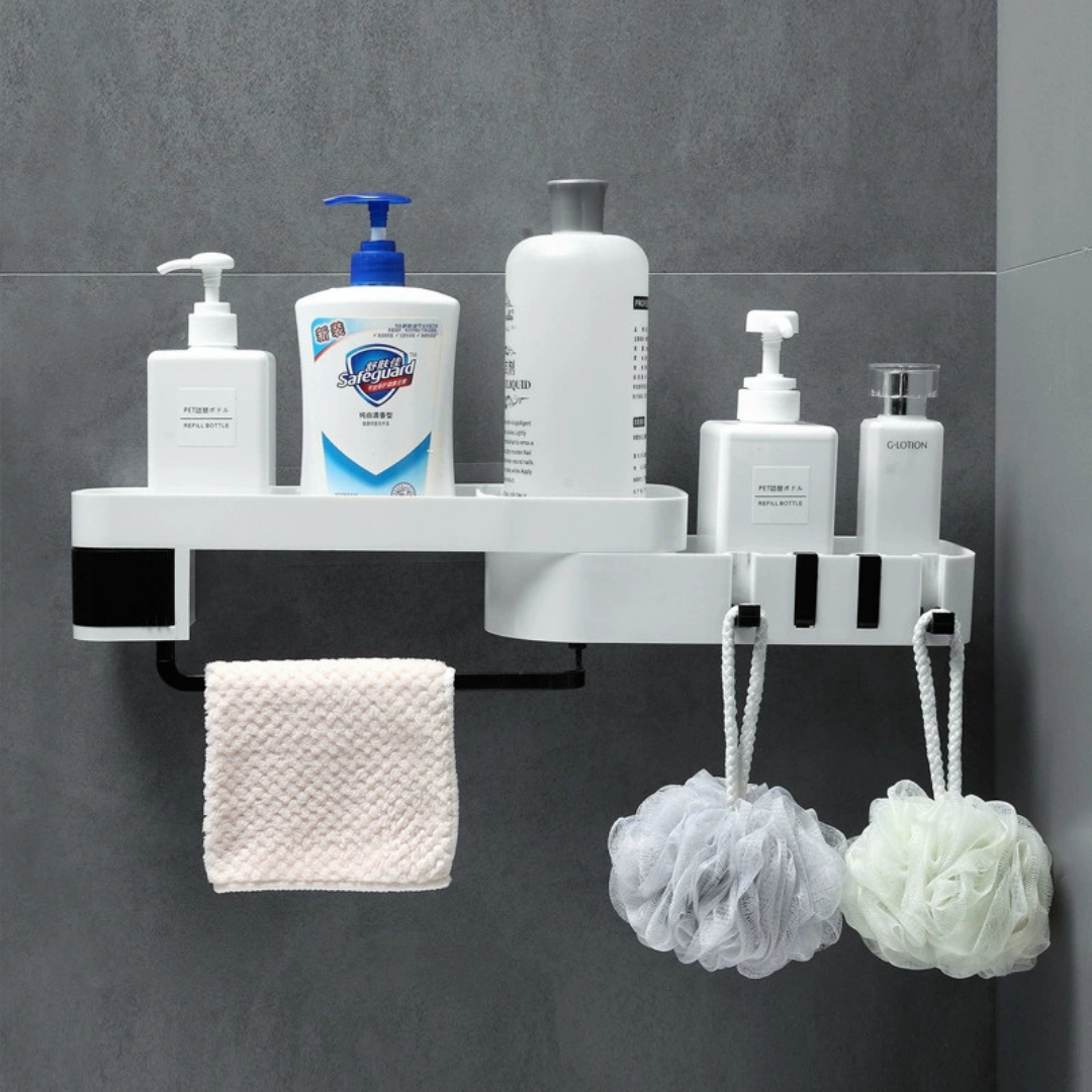 Multi-Use Wall Mounted Bathroom Storage Shelf Rotating Rack