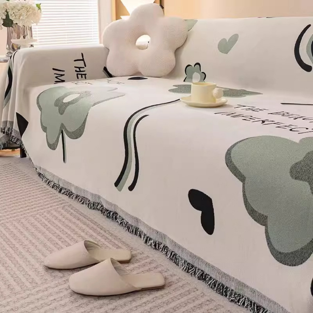 Premium Soft Chenille Fabric Flower Pattern Sofa Cover