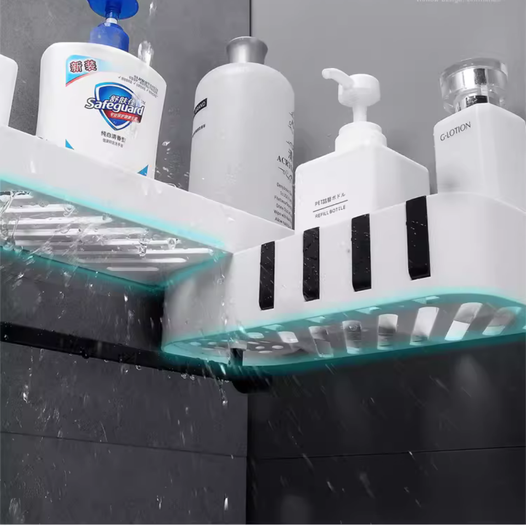 Multi-Use Wall Mounted Bathroom Storage Shelf Rotating Rack