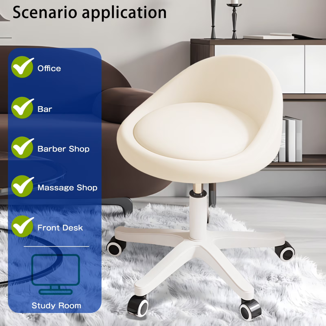 Modern Height Adjustable Ergonomic Backrest Rolling Stool
