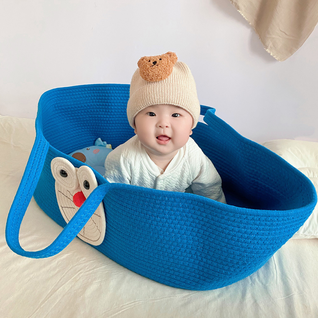 Homero Portable Neutral Cotton Design Baby Basket Crib