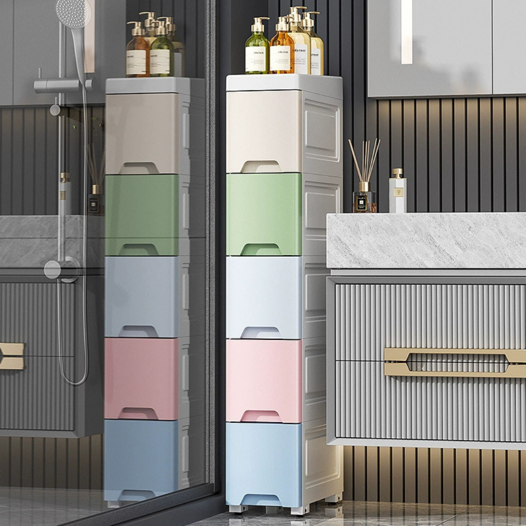 HOMERO Multi-Purpose Multicolor Slim Storage Cabinet with Wheels