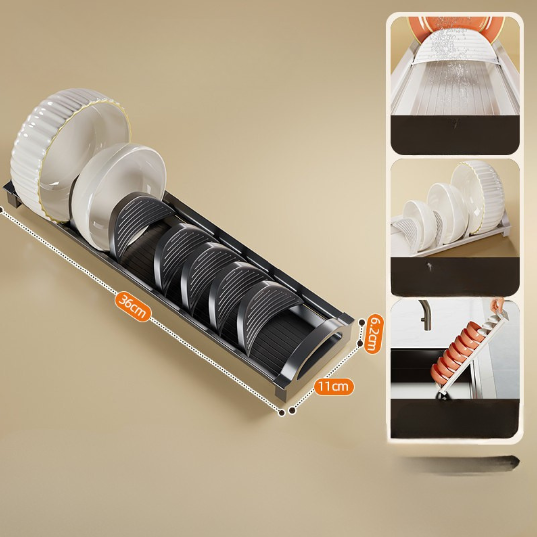 Adjustable Cabinet Pull Out Dish Organizer Basket