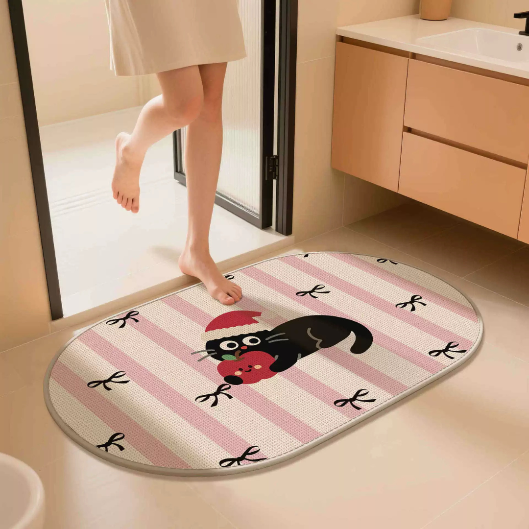 HOMERO Cute Puppy Linen Absorbent Anti-Slip Floor Mat - 50x80cm