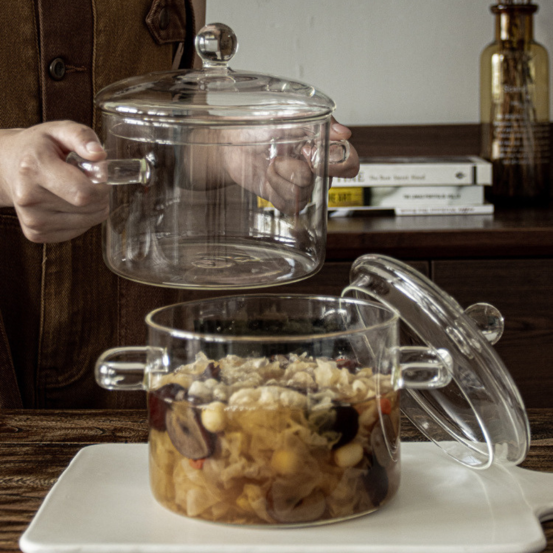 Multi-Use Borosilicate Glass Simmer Pot with Lid
