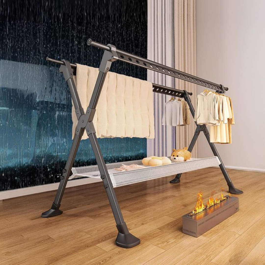 HOMERO Easy Foldable Stainless Steel Expandable Clothes Drying Rack - 2.5m