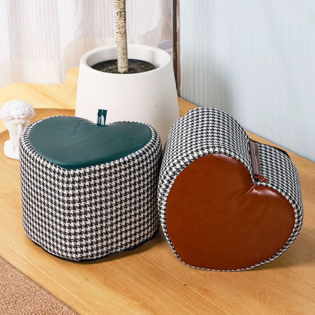 Homero Heart Shaped Lightweight Durable Soft Cushion Foot Stool (Yellow)