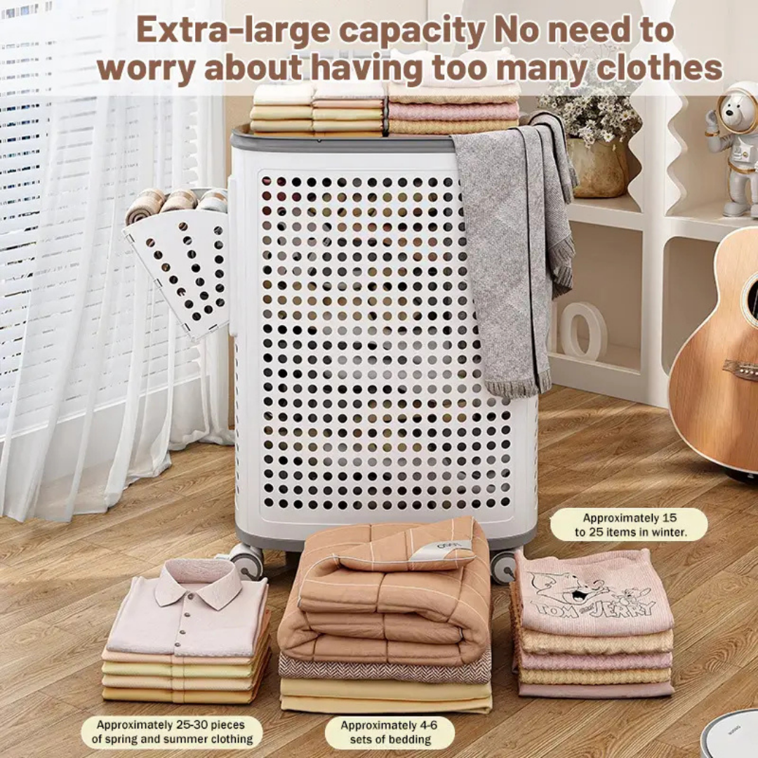 Homero Breathable Rolling Laundry Hamper Large Storage Basket