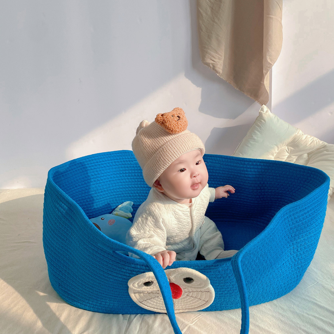 Homero Portable Neutral Cotton Design Baby Basket Crib