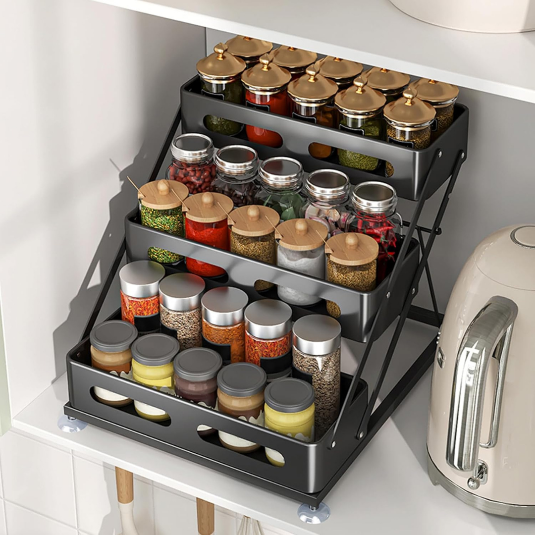 Homero 3-Tier Adjustable Foldable Spice Rack Organizer