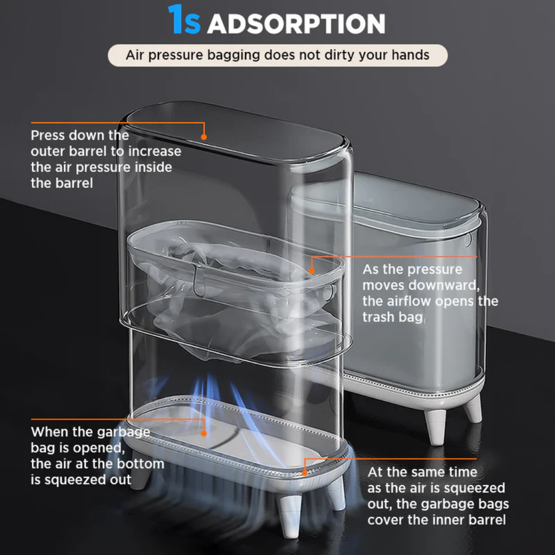 Homero Narrow Press-Top Space-Saving Slim Design Trash Can - 12.5L