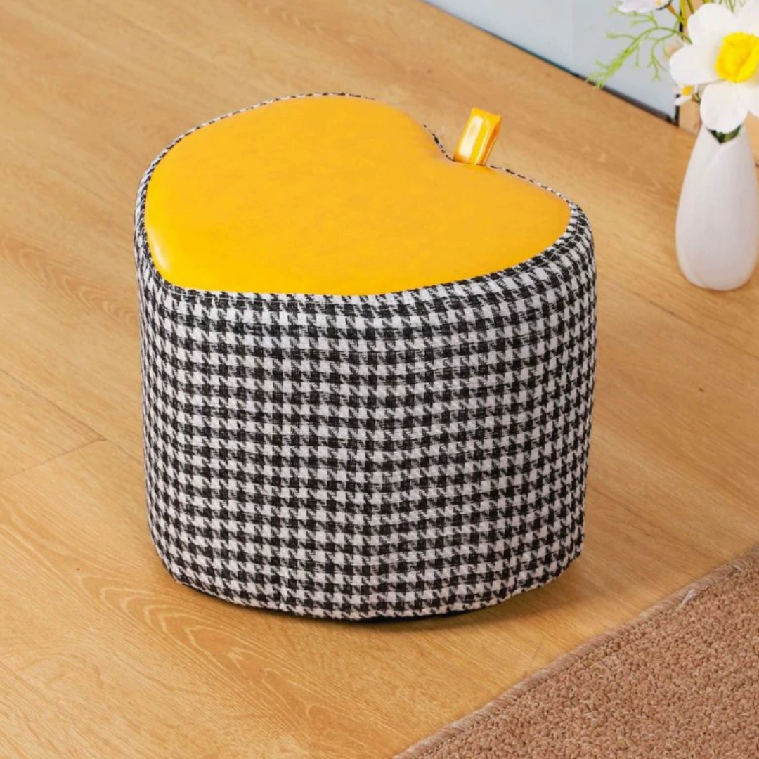 Homero Heart Shaped Lightweight Durable Soft Cushion Foot Stool (Yellow)