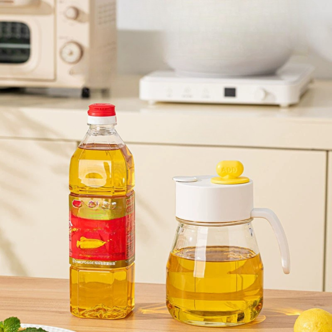 Automatic Flip Lid Glass Oil Dispenser Bottle - 900ml