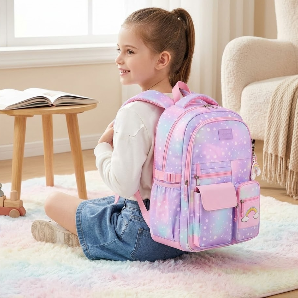 Korean Style Rainbow Print Waterproof School Backpack