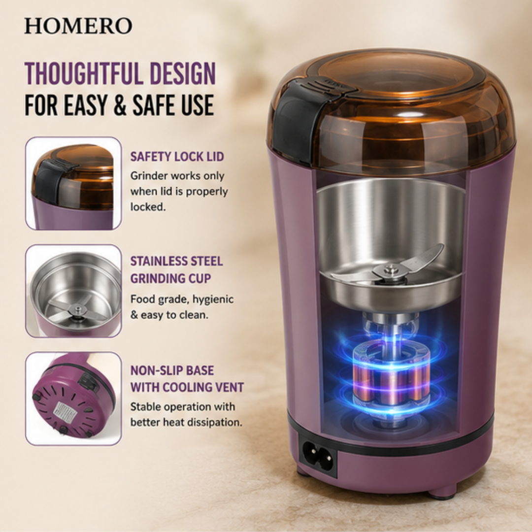 One Touch Electric Spice Stainless Steel Coffee Bean & Spice Grinder