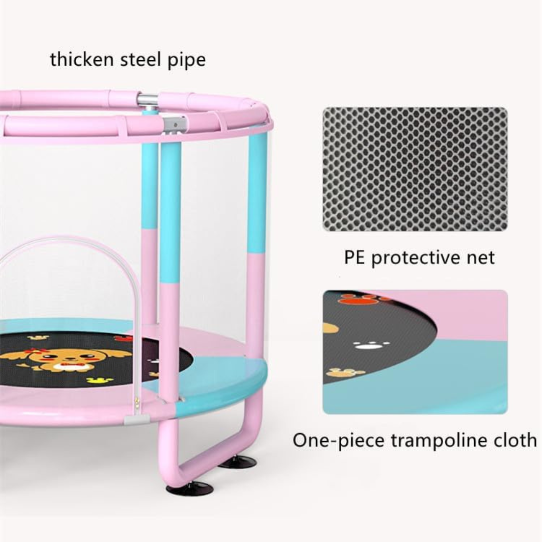 HOMERO Large Space Kids Trampoline with Safety Net and Adjustable Bar - 5FT