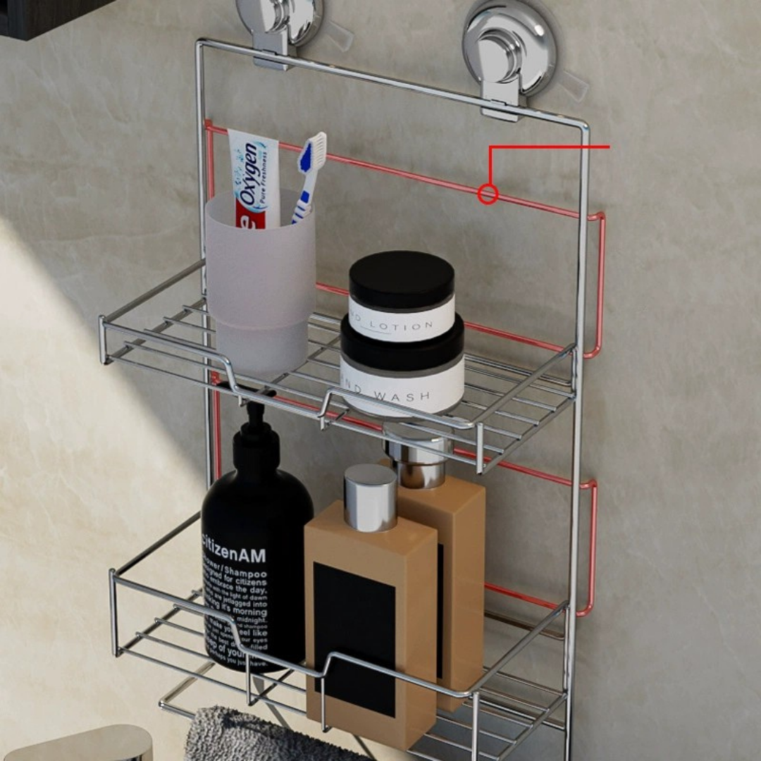 HOMERO Multi-Functional Double Layer Stainless Steel Suction Cup Shelf Organizer
