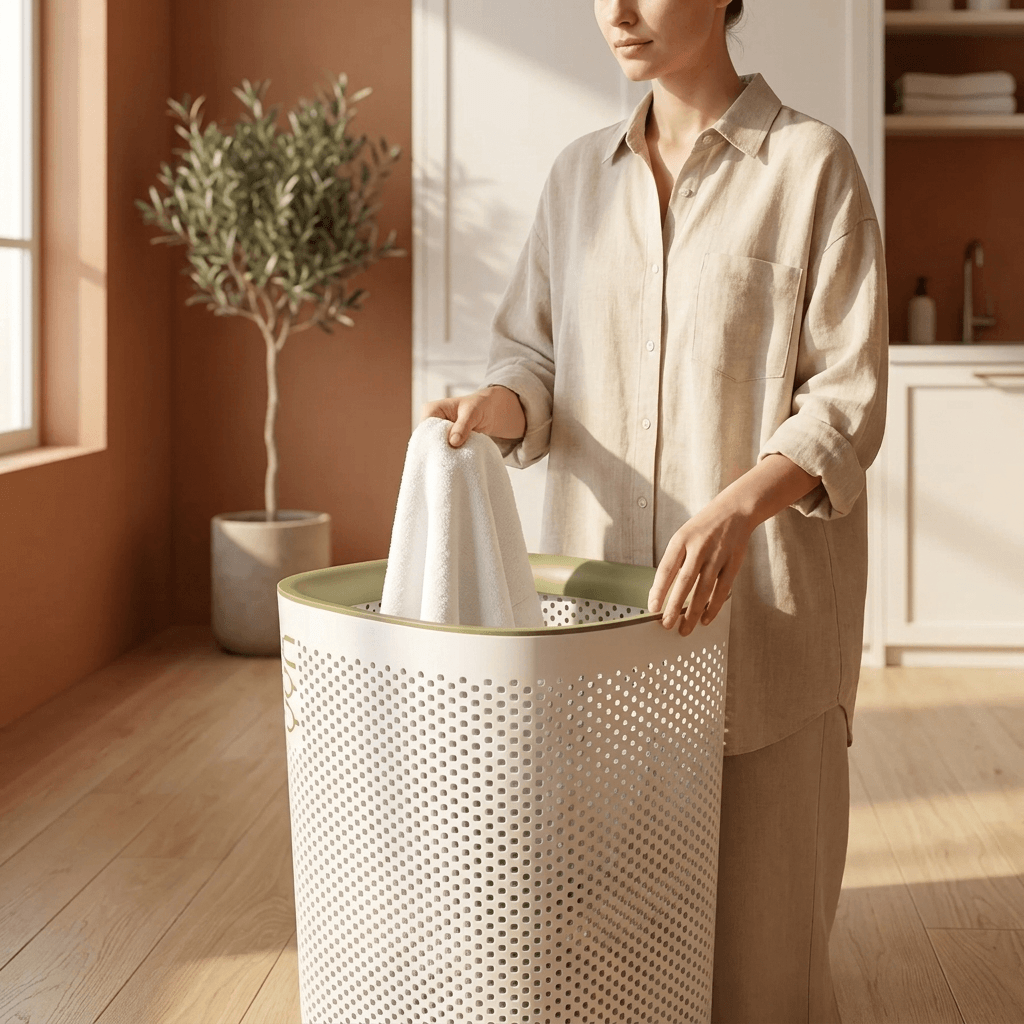 HOMERO Air Flow Modern Household Trash Can (18L, CREAM)