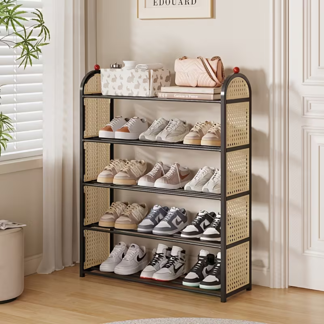 5 Tier Shoe Storage Cabinet with Decorative Top Shelf