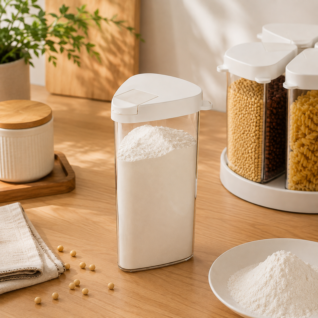 Homero 360 Degree Transparent Grain Storage Container with Rotating Base - 670ml Capacity
