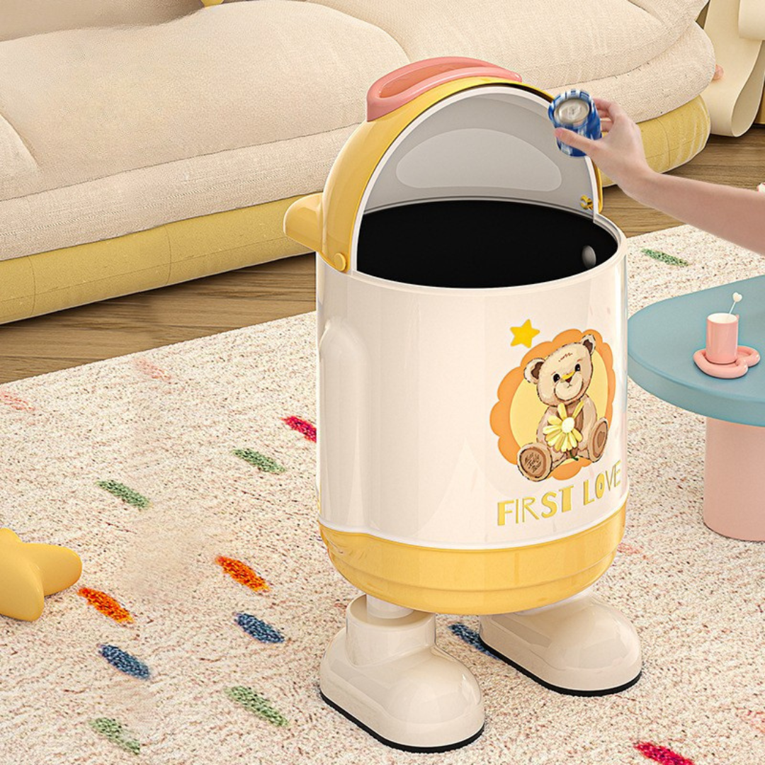 HOMERO Cute Sliding Lid Dustbin with Double Barrel Design – 12L Capacity