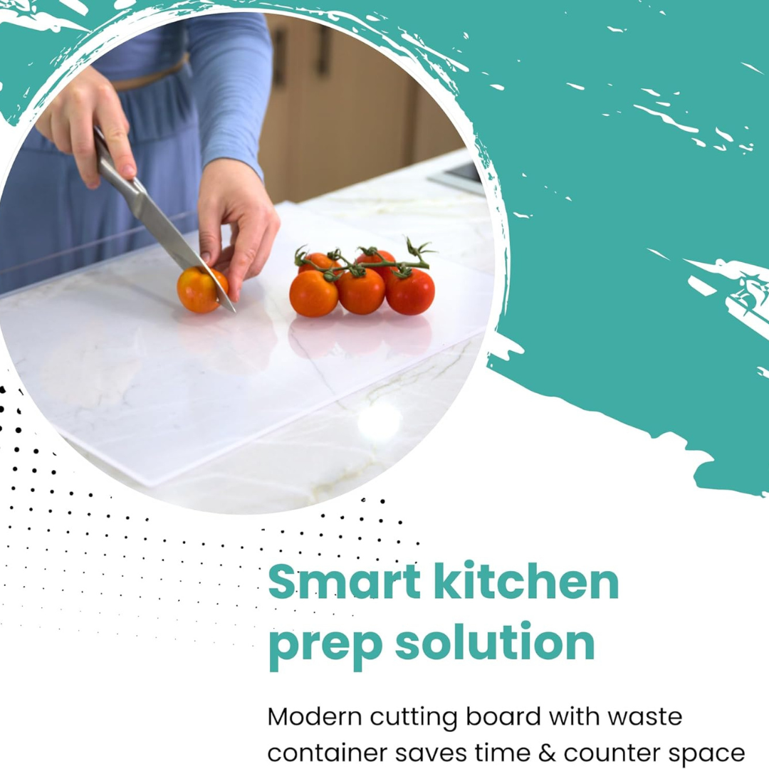 Homero Clear Acrylic Vegetable Cutting Board with Waste Bin