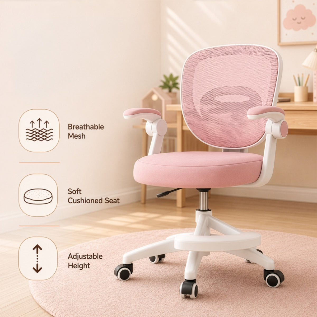 Homero Mesh Comfort Adjustable Height Ergonomic Study Chair