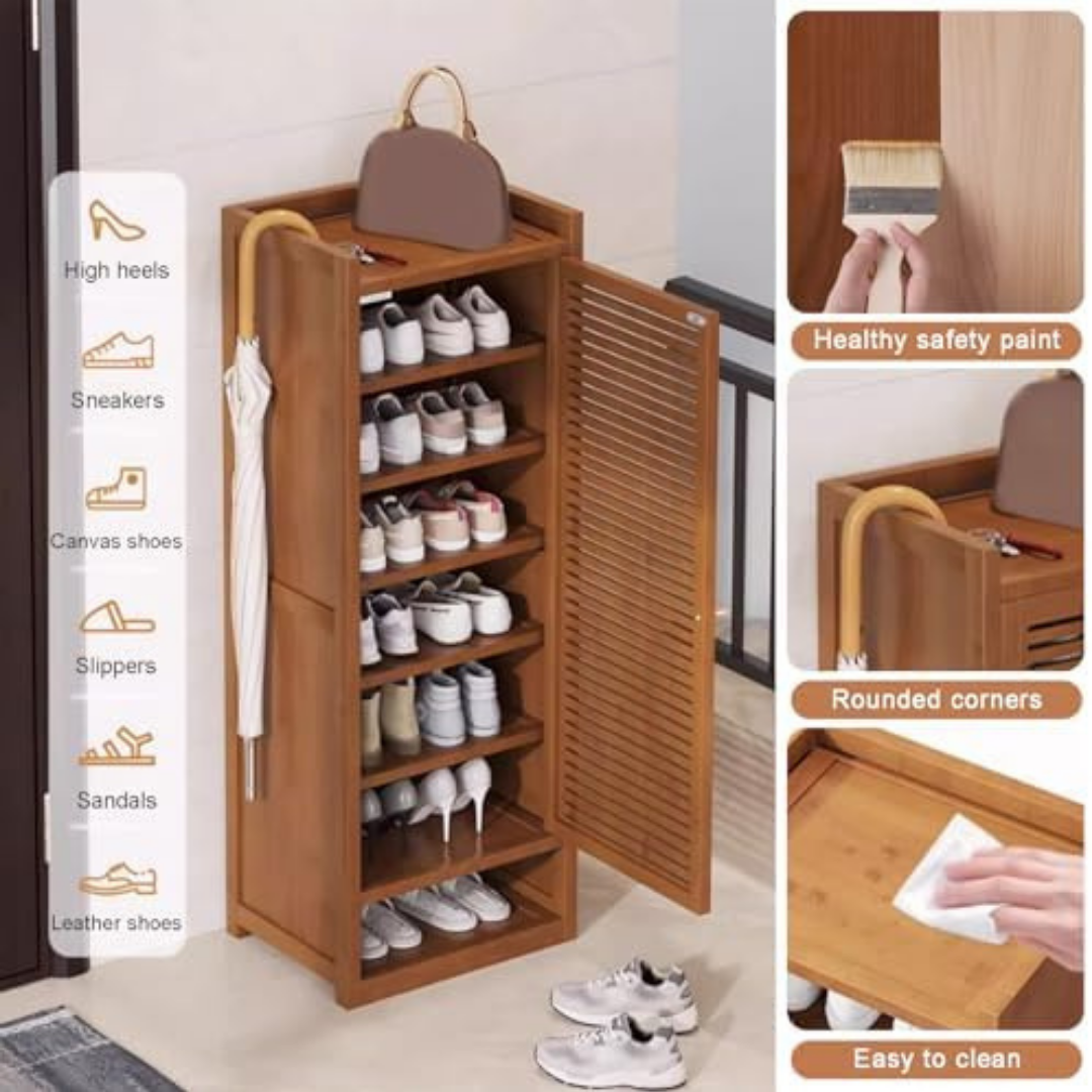 HOMERO Wooden Stylish Door Entryway Organizer and Shoe Rack Cabinet - 9 Layer
