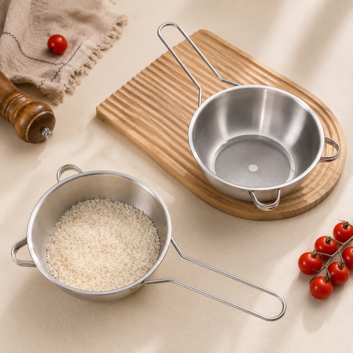 Multipurpose Stainless Steel Draining Sieve Bowl