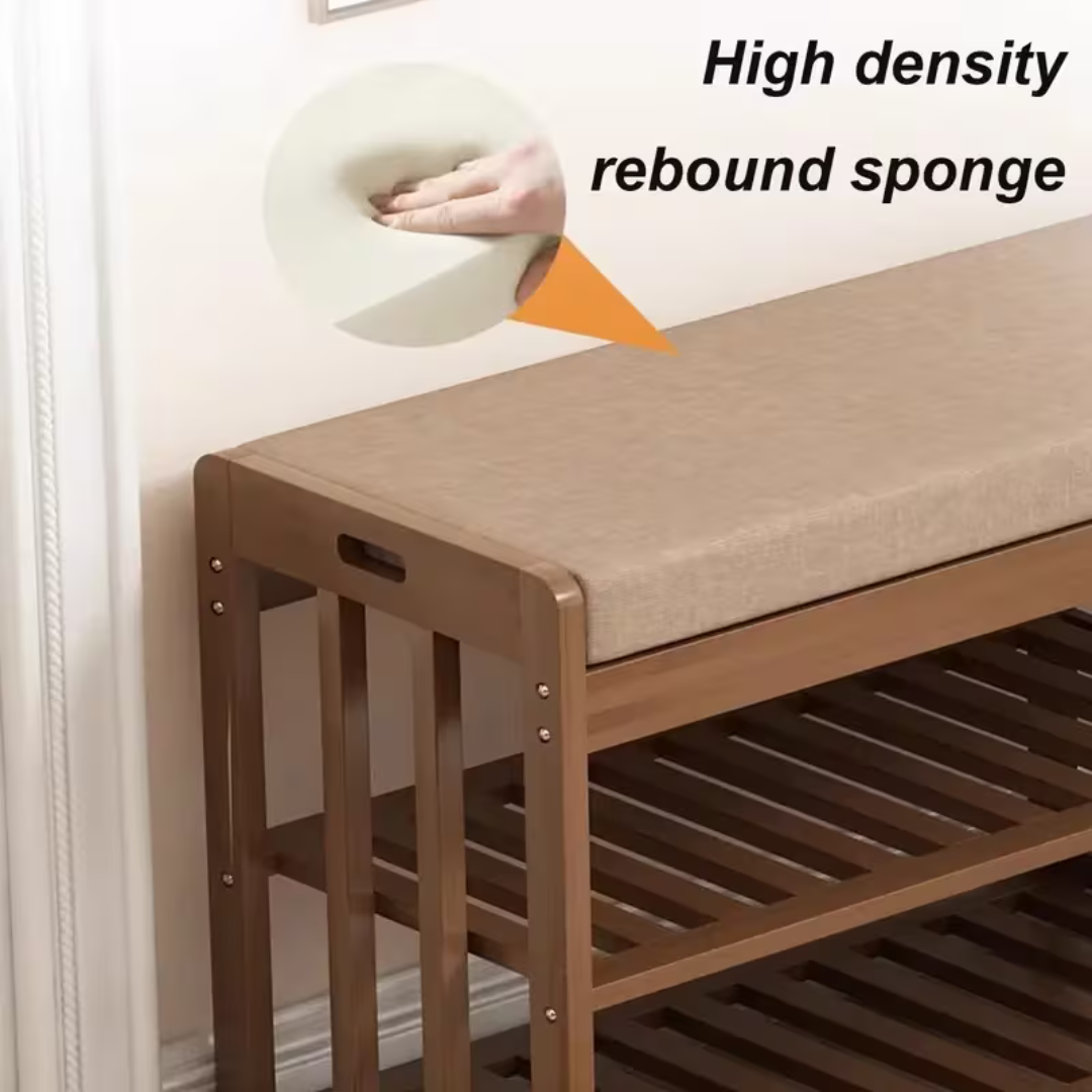 Multi-Purpose Bamboo Shoe Rack & Changing Bench with Cushioned Seat