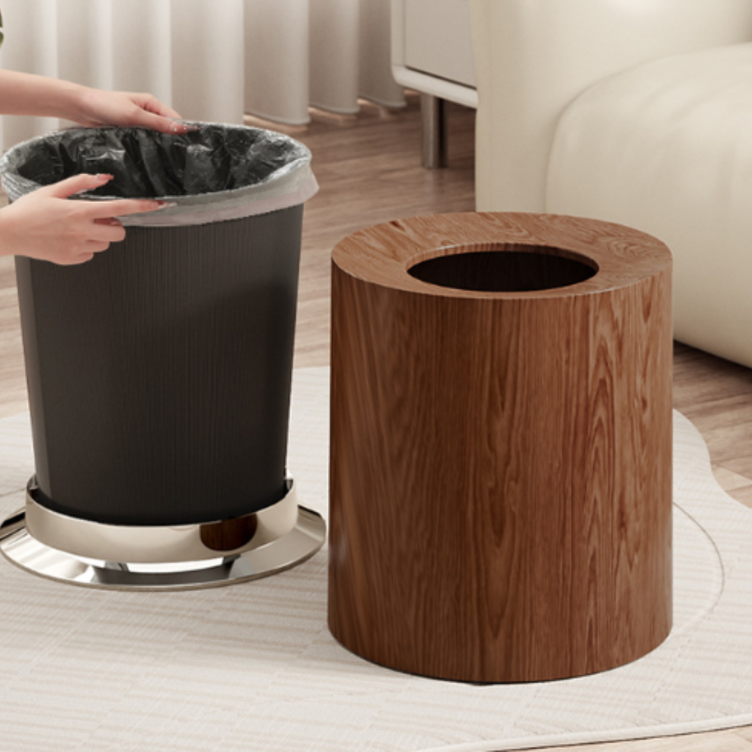 Luxury Wood Grain Trash Can