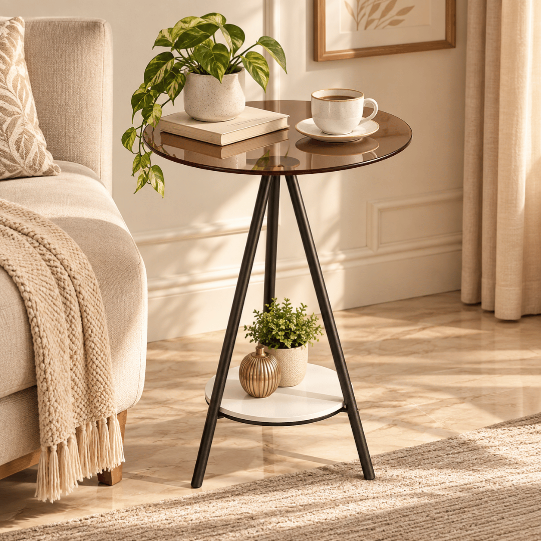 Minimalist Round Tempered Glass Coffee Table