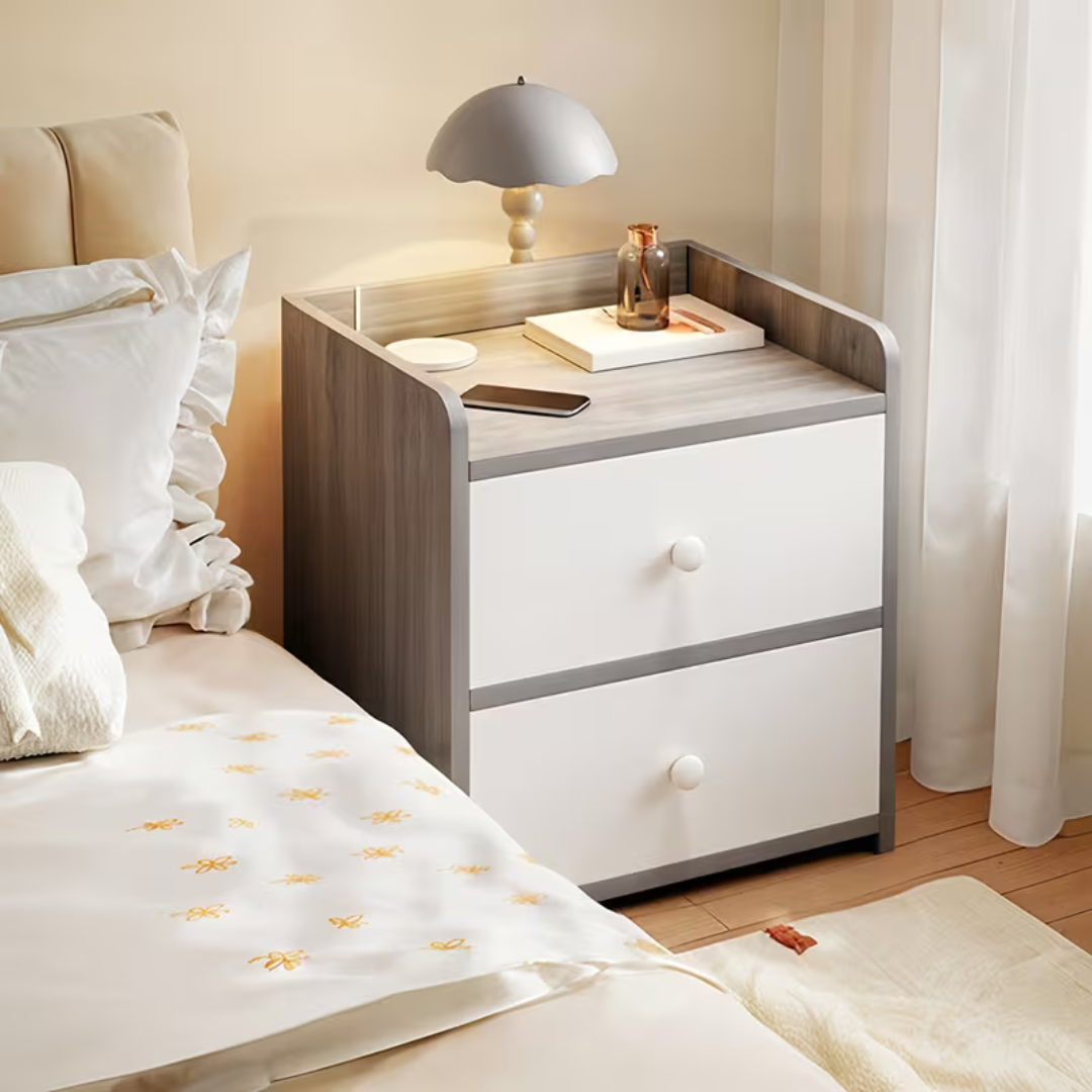 Modern Bedside Table with 2 Storage Drawers