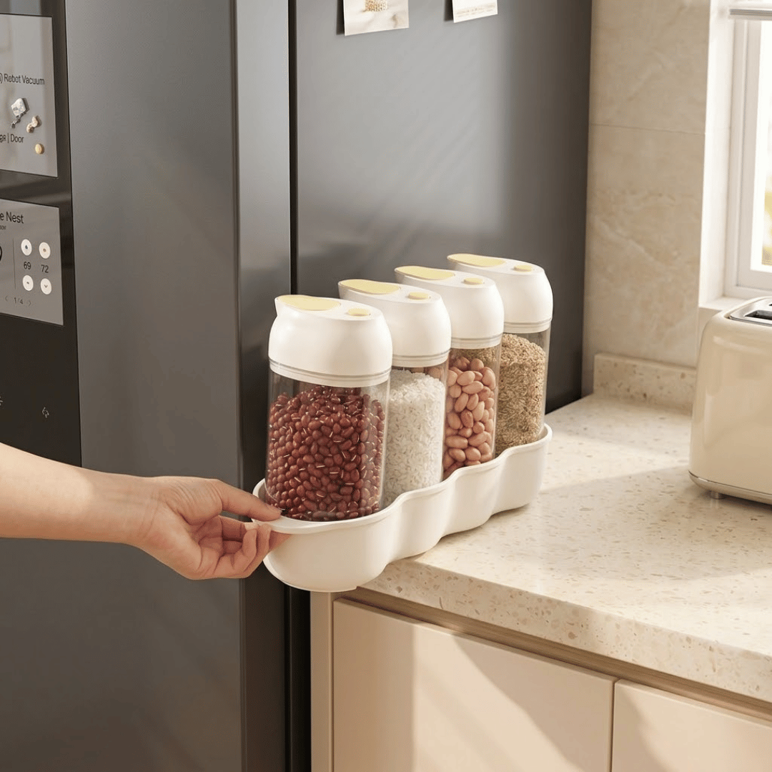 Multipurpose Clear Airtight Containers with Matching Tray