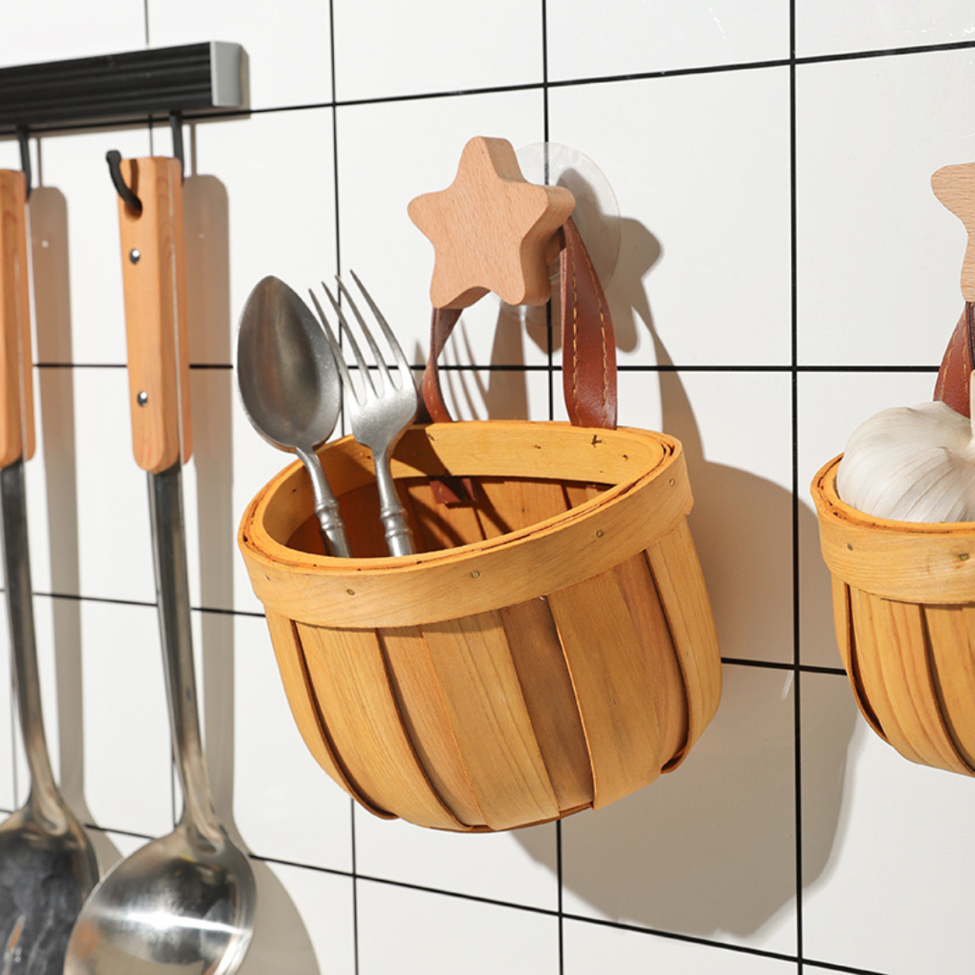 Homero Multi-Purpose Wooden Wall Hanging Storage Basket