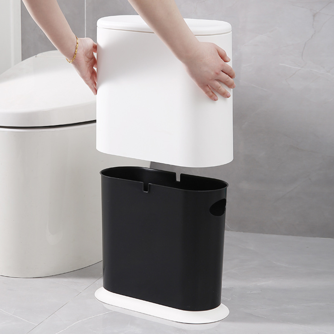Quick Press Odor Guard Narrow Trash Can With (15L)