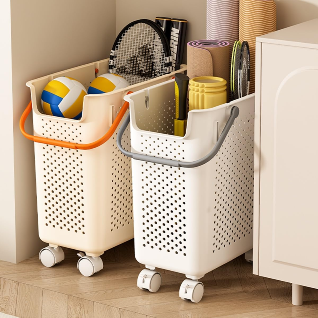 Elegant Rolling Basket with Handles and Wheels