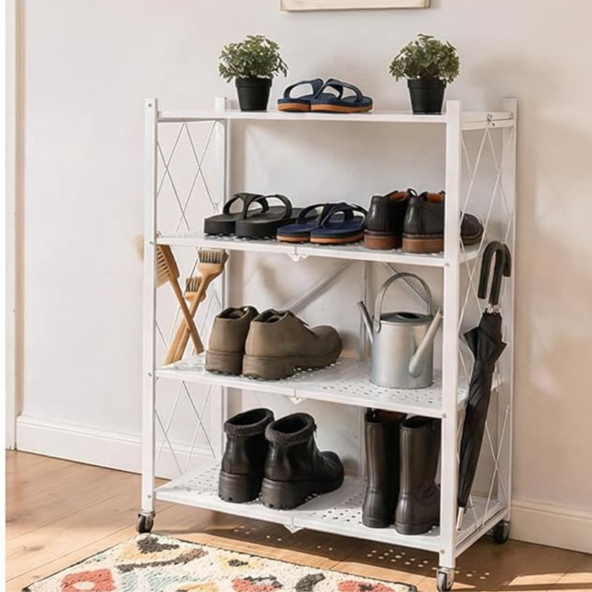 Multi-Use Heavy Duty Foldable Storage Shelf with Wheels