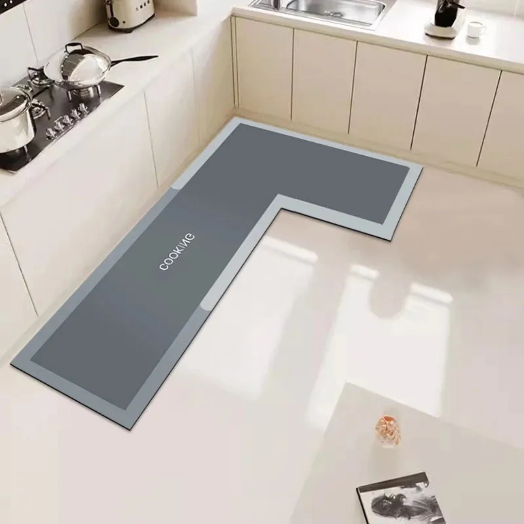 L-Shaped Water Absorbing Mat with Anti-Slip Design