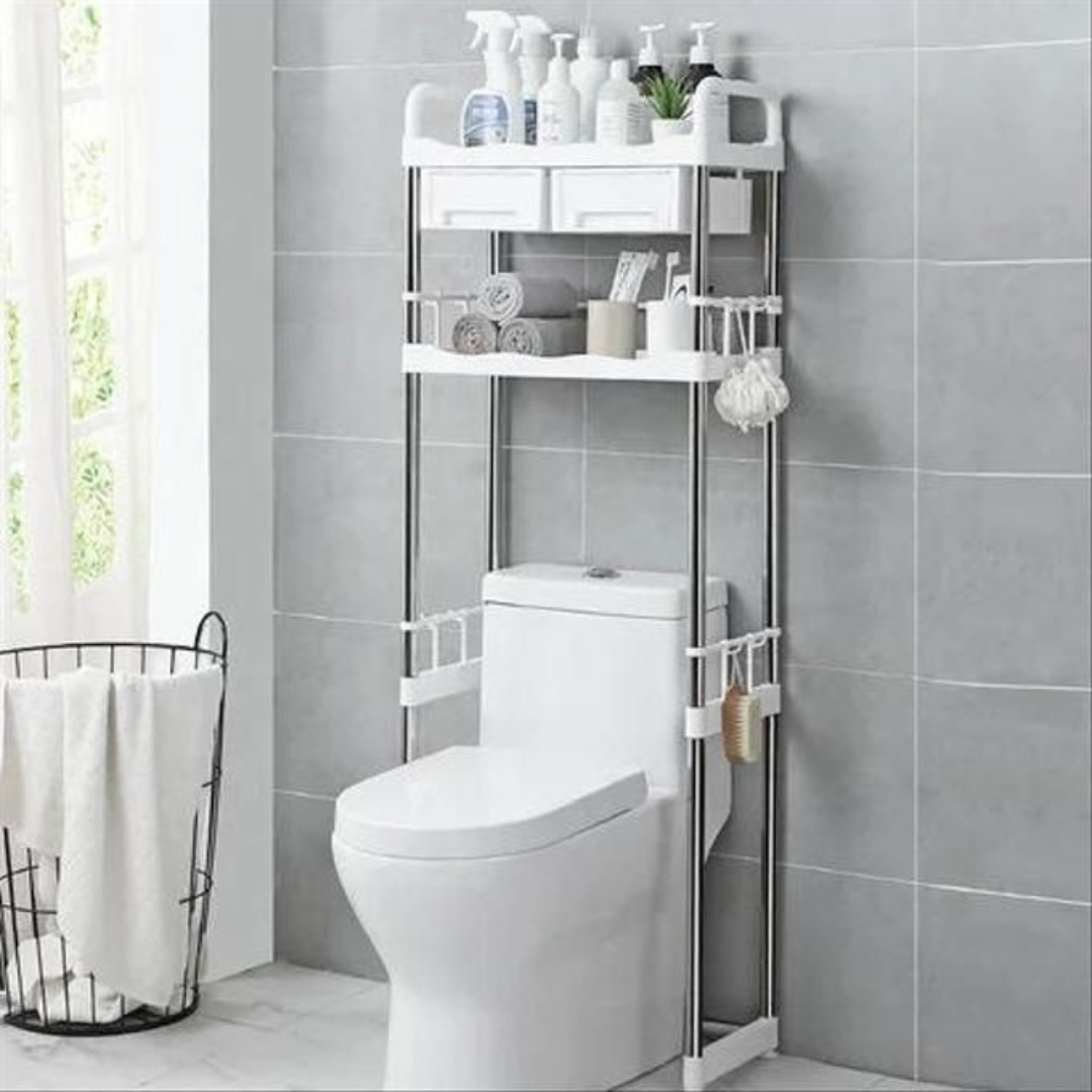 HOMERO Multi-layer Bathroom Over Toilet Storage Rack with Drawer Hooks