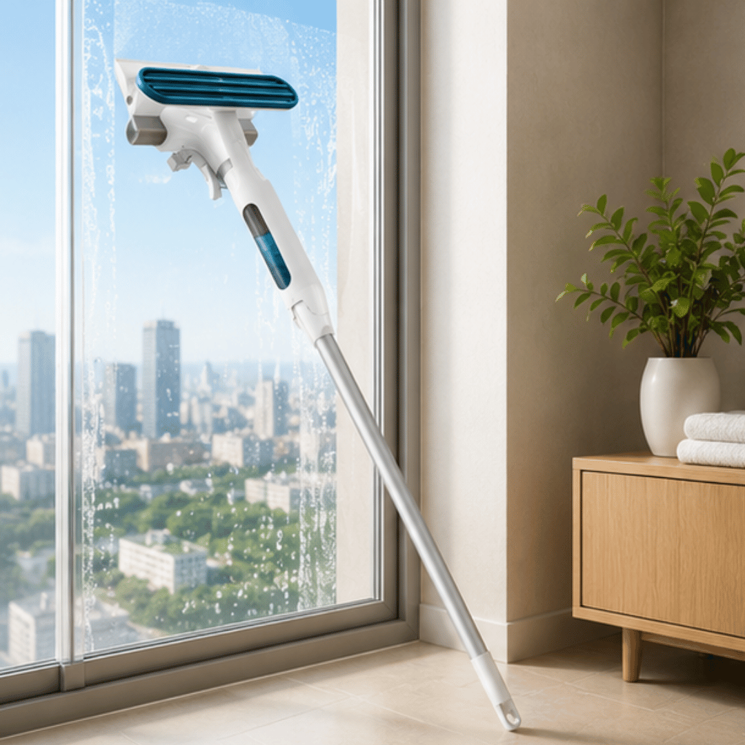 Telescopic Cleaning Squeegee Spray Wiper with Silicone Blade Microfiber Mop