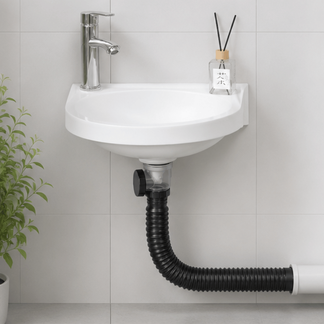 Space Saving Floating Plastic Basin No Drill Sink with Flexible Drainage