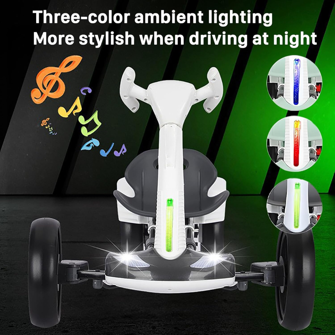 HOMERO Electric Ride-On Go Kart Folding Kids with Adjustable Seat and LED Lights